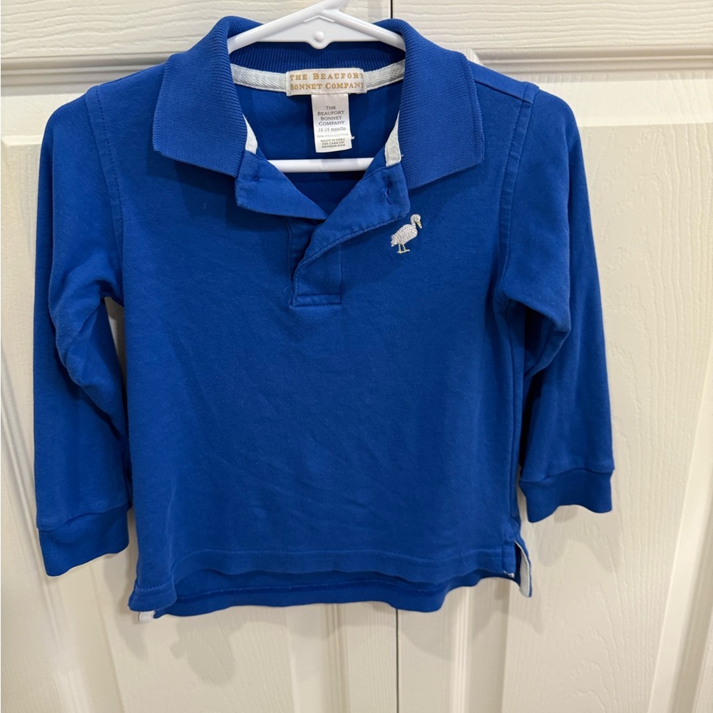 The Beaufort Bonnet Company TBBC Prim & Proper Long Sleeve Polo Stork Shirt